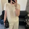 Camiseta de Punto Fina Importada de Japón con Hilo Washi, Nueva Colección Primavera/Verano 2026, Transpirable y de Secado Rápido, Cuello Redondo, Manga Corta para Mujer