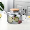 Hervidor de agua fría de vidrio, hervidor de agua fría, refrigerador de gran capacidad, cuentas de vidrio, cubierta de bambú, tetera nórdica para jugos, para el hogar, de doble uso