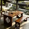 Nova Mesa de Chá de Madeira de Noz Chinesa para Sala de Chá Doméstica Suporte de Chá de Recepção de Alta Qualidade Conjunto de Mesa e Cadeiras de Chá para Sala de Estar de Pátio e Varanda