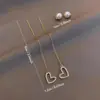Brincos de Pérola Coração de Pêssego Cravejados com Diamantes, Brincos Femininos Longos com Franjas, Brincos Novo Estilo 2026, Brincos Únicos e Bonitos