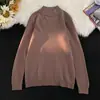 Camiseta Base de Punto de Color Sólido con Cuello Medio para Otoño e Invierno, Estilo Coreano Holgado Casual de Manga Larga, Interior, Suéter de Cuello Semi-alto de Alta Gama