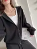 Moletom com Capuz Casual Simples Preguiçoso Solto Básico Versátil Engrossado Feminino Novo Estilo Coreano Outono/Inverno