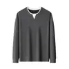 Sudadera de punto con cuello en V multicolor para hombre con forro de mezcla de seda de morera y cachemira, top de punto casual para negocios