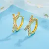 Pendientes de Aro con Letra X de Diamantes Brillantes de Nuevo Estilo, Pendientes de Aro de Moda Elegantes y Versátiles para Mujer