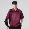 Camiseta de Manga Curta com Etiqueta, Modelo Novo 2026, Lavada Resistente, Caimento Solto Casual, Versátil para o Verão, Camisa Polo Tendência Estilo Americano