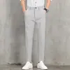 Pantalones de hombre de alta gama para primavera y otoño, pantalones cropped para adolescentes, pantalones casuales versátiles de corte recto slim-fit, modernos, profesionales