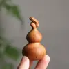 Colgante de calabaza integrado con cabeza de dragón de madera de azufaifo rayada por un rayo natural, colgante de calabaza hecho a mano taoísta, adorno para colgar en el coche, decoración artesanal