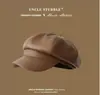 Sombrero octagonal lindo estilo japonés de dibujos animados con orejas de gato para mujer, dulce y versátil para primavera y otoño, adecuado para cabezas grandes, hace que la cara se vea más pequeña