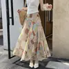 Falda Larga de Gasa Estampada Irregular Estilo Resort Cola de Pescado para Mujer 2026 Nuevo Estilo de Verano Impresionante