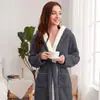 Bata larga para mujer con cinturón, pijama de invierno
