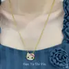 Lindo Set de Anillo y Collar de Hello Kitty con Diamantes Completos Dibujo Animado Moda Dulce Simple Colgante de Gato Kt Cadena para la Clavícula