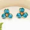 Pendientes de Flor de Goteo de Aceite con Diseño Simple de Nicho Transfronterizos Europeos y Americanos, Collar, Pulsera de Joyería de Mano Estilo Bosque Resort para Mujeres