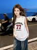 Camiseta de tirantes deportiva sin mangas de estilo ins digital de moda para mujer, top de algodón puro con estampado de letras callejero de verano para parejas de hombres