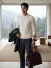 Suéter de imitación de alta calidad para hombre, 100% cachemir puro, cuello redondo, otoño e invierno, cálido, color liso, casual de negocios, jersey