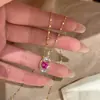 Coração de Pêssego Branco ÁguaEstilo DopaminaLuz de LuxoBrilhante DiamanteTransparenteOval Coração AnelVersátil Moda Design