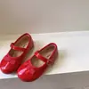 Koji Estilo Little Chanel Laço Couro Patente Primavera Sapatos Infantis Meninas Pequenas Sapatos de Princesa Boca Rasa Sapatos de Bebê