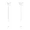 Pendientes de borla de mariposa de plata de ley S925 para mujer, temperamento de nicho, lujo ligero, sensación de alta calidad, pendientes de botón frescos, pendientes de cadena para la oreja, moda