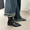 Botines de Punta para Mujer 2026 Estilo Coreano Moda Tendencia Otoño Invierno Nuevos Botines para Mujer Tacón Grueso Botas de Moda Delgadas