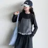 Conjunto de otoño para niñas 2026 nuevo estilo coreano a rayas de dos piezas con pantalones de pierna ancha de manga larga para niños mayores, ropa de otoño muy elegante