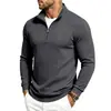 Moletom Jacquard Xadrez Simples Casual para o Outono e Inverno Europeu e Americano, Pesado, Gola Alta, Manga Longa, com Zíper