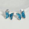 Dulce Hada Mariposa Azul Agujero Integrado Plato de Incienso para Mosquitos Clip para la Oreja Pendientes de Plata 925 Elegantes y de Moda Pendientes para Mujer