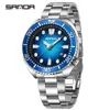 Reloj Sanda Trendy de Cuarzo con Bisel Giratorio para Hombre, Correa de Acero Sólido, Calendario Simple, Reloj de Negocios Impermeable de Alto Valor