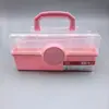 Caja de Almacenamiento Plegable Portátil de Tres Capas, Caja de Herramientas para Estudiantes de Arte, Caja de Manicure, Caja de Almacenamiento de Plástico para Juguetes Infantiles