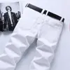 Calça Jeans Branca Pura Estilo Estrela Masculina Stretch Estilo Coreano Jovem Slim-fit Reta Business Casual Meia-idade Alta Qualidade