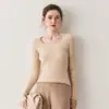 Suéter de Cachemira de Alta Gama Listo para Usar para Mujer, Cuello en U, Corte Ajustado, Capa Base de Tejido de Cachemira Acanalado, Nuevo Estilo Otoño e Invierno