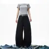 Chegada Nova Outono 2026 Casual Americano Calça Branca de Lâmina Curva Unissex Cor Sólida Solta Jeans Caimento Leve Calça Longa Tendência