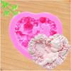 Molde de Silicone de Boneca Anjo Amor Rosa Molde Decorativo para Bolo Dobrado Açúcar Chocolate Molde de Assar DIY