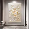 Textura de Creme Entrada Floral Borboleta Sala de Estar Parede de Fundo do Sofá Corredor Mural Pintura Decorativa de Entrada Pintura Avançada para Pendurar