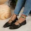 Sapatos Mary Janes de Malha Respirável com Fivela Cruzada Moda Novo Estilo Retro Francês Bico Fino Baixo Salto Baixo Sapatos Individuais Planos Mulheres