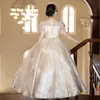 Vestido de Pasarela Infantil para Niña Vestido de Princesa Champagne Lujo Accesible Niña Pequeña Dama de Honor Boda Cumpleaños Vestido para Actuación de Piano
