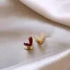 Nuevos Pendientes de Fuegos Artificiales Esmaltados Rojos, Estilo Único y de Nicho para Año Nuevo, Diseño de Caballo del Zodiaco, Pendientes de Lujo Ligero y de Alta Gama