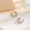 Arete de Clip en Forma de C para Mujer con Circonita Microincrustada, Estilo Coreano y Japonés, Pendientes de Moda Simples y de Alta Gama