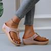 Comercio Exterior Europeo y Americano Transfronterizo Talla Grande Chanclas de Playa Zapatos de Mujer Tacón de Cuña Suela Gruesa Chanclas Deseo Nuevas Sandalias