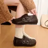 Mocasines negros estilo británico con hebilla para mujer, nueva moda 2026, con tacón oculto, versátiles, de caña baja, estilo preppy