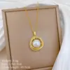 [Acero de Titanio] Nido de Pájaro Giratorio Perla Lujo Ligero Lujoso Collar Totalmente Diamantado para Mujer Cadena de Clavícula Más Fácil de Combinar Cadena de Acero de Titanio