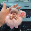 Muñeca Suave y Linda Lindo Zorro Piel Patrón Escocés Lazo Llavero de Muñeca Regalo Creativo para el Día de San Valentín Colgante de Moda para Bolso