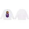 Moletom BAPE com estampa de cabeça de macaco estilo japonês, tendência transfronteiriça, gola redonda, unissex, corte solto, jaqueta de manga curta para outono e inverno