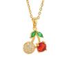 Collar de Piña de Fruta Sencillo y a la Moda Transfronterizo de Aliexpress para Mujer, Diseño de Nicho, Colgante de Cereza Incrustado con Zirconio, Cadena para Clavícula