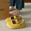 Sapatos Flats Birkenstock Retrô para Mulheres 2025 Nova Primavera e Verão com Saia Bico Baixo Sapatos Gorro Sapatos Mary Jane Franceses