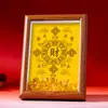 "Fortuna" Adorno de Marco de Fotos con Carácter y Bagua, Nuevo Estilo Chino, Exhibición de Mesa de Lingote de Oro y Moneda de Cobre, Decoración del Hogar para Atraer Riqueza y Buena Suerte, Artesanía Decorativa