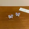Pendientes de Mariposa de Cristal con Degradado Estilo Coreano, Flor de Perla, Moda para Mujer, Dulce, Diseño de Nicho, Pendientes Mori