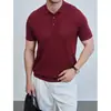 Camisa polo, camisa polo de punto para hombre de manga corta, rojo Ancora, estilo old money, camiseta de seda helada para negocios, fábrica transfronteriza de verano