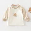 Camiseta Infantil Manga Longa Outono e Primavera Classe A Camada Base para Bebê Outono e Inverno Algodão Veludo Confortável Desenho Animado Top Infantil Gola Redonda Pulôver T