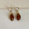 Pendientes de perlas de resina irregulares para mujer, estilo retro de Hong Kong, nicho, moda distintiva, exquisitos pendientes para desplazamientos diarios, pendientes que combinan con todo.