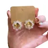Brincos de Prata Banhados a Ouro Real com Zircônia Redonda, Brincos Estilo Corte Vintage Francês, Brincos de Luxo Leve de Alta Qualidade