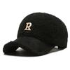Gorro de Invierno con Diseño de Letra R, Gorra de Béisbol de Felpa y Cálida, Moderno y Versátil, Hace que la Cara Parezca Más Pequeña